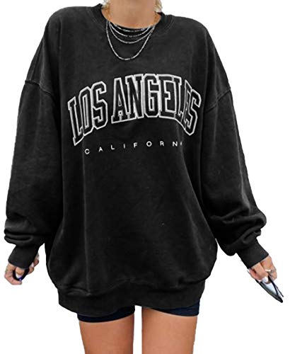 Sweat-shirt surdimensionné pour femme Los Angeles California Crewneck à manches longues Casual Loose Pullover Tops