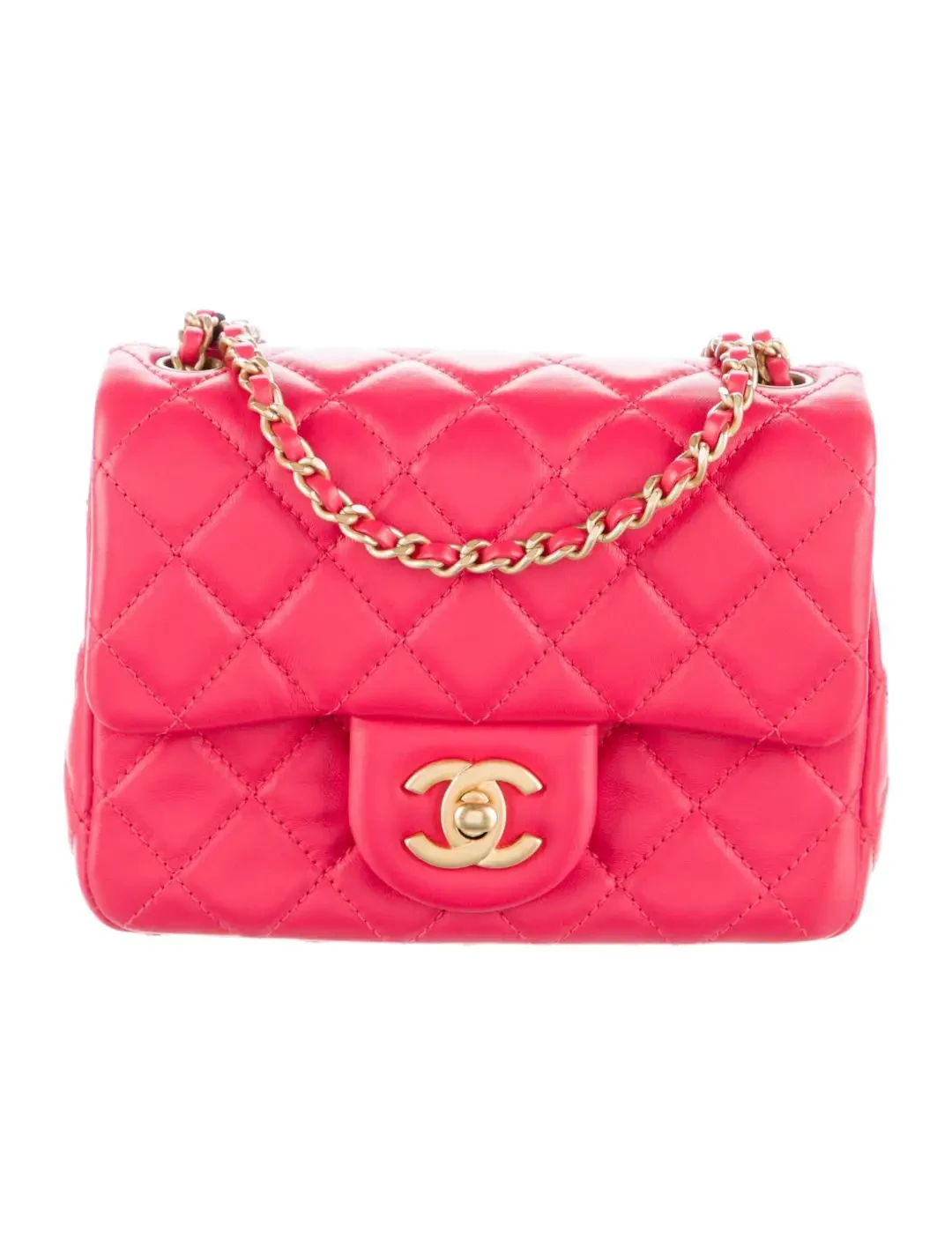 Mini sac à rabat carré rose Chanel Pearl Crush
