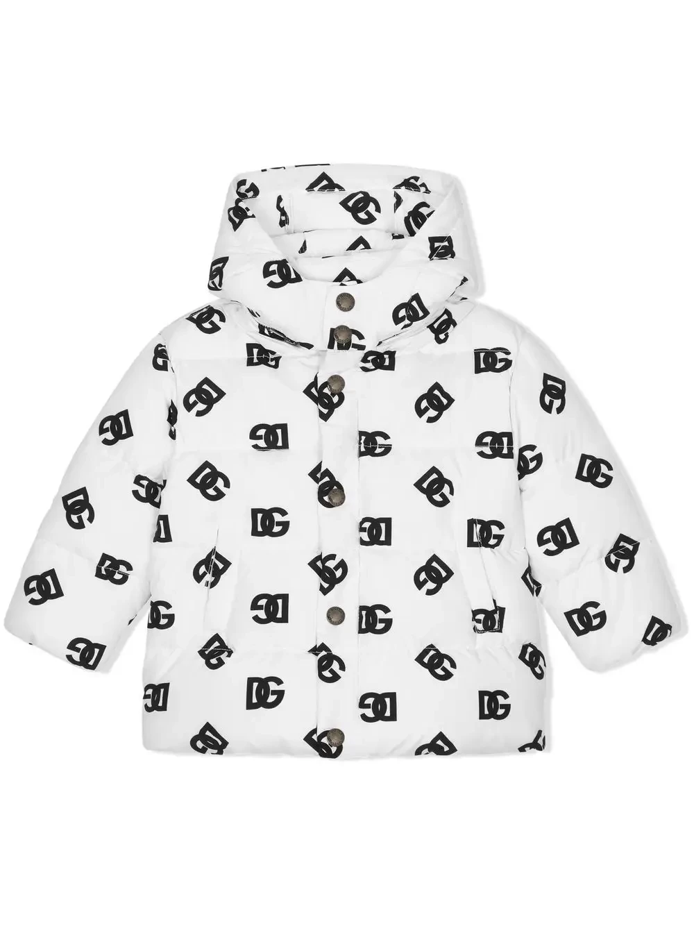 Manteau matelassé noir et blanc Dolce and Gabbana Kids à imprimé logo