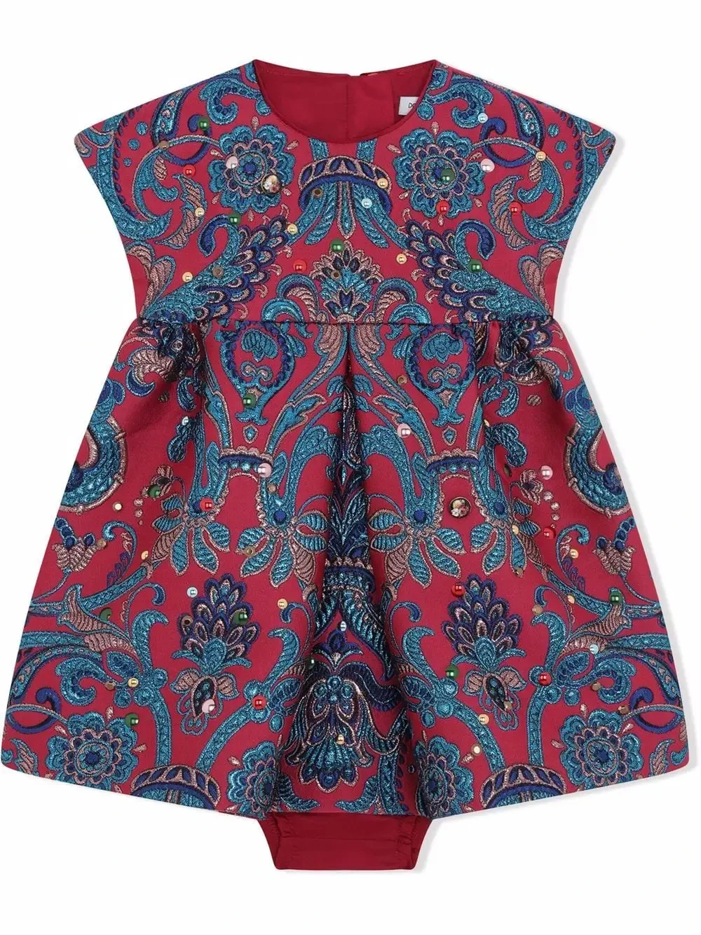 Robe Dolce and Gabbana Kids sans manches à imprimé cachemire rouge et bleu
