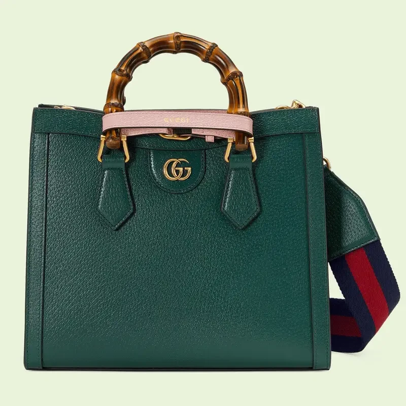 Petit sac cabas Gucci Diana vert, bleu marine et rouge