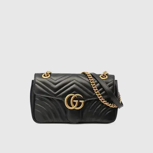 Petit sac à bandoulière noir Gucci GG Marmont