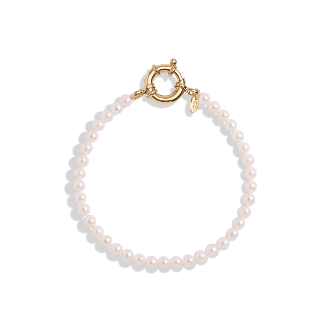 Bracelet Aurate Pearl Aura Beaded blanc et or