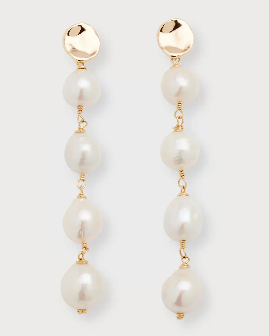 Boucles d'oreilles en perles d'eau douce blanches et dorées Brinker et Eliza Gigi