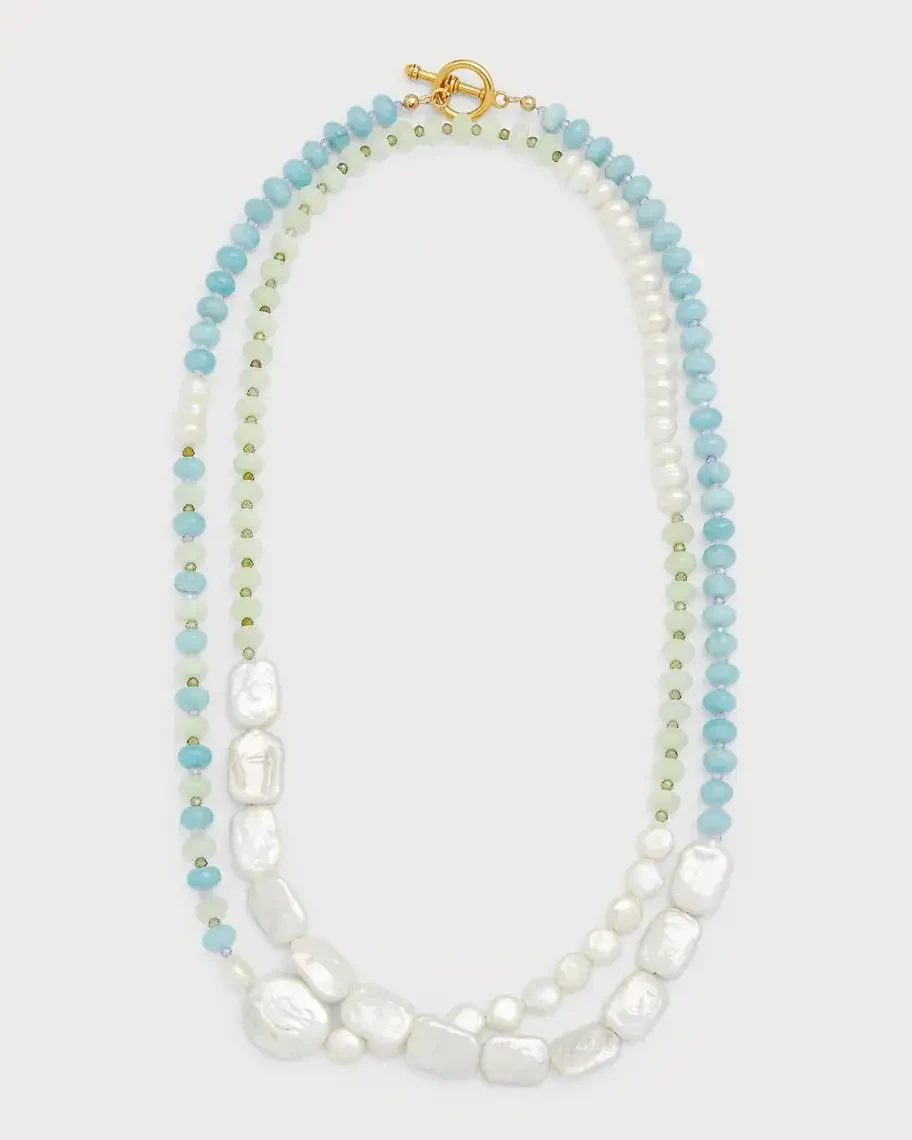Collier de perles et perles de cristal bleu, vert et blanc Brinker et Eliza Rhinebeck