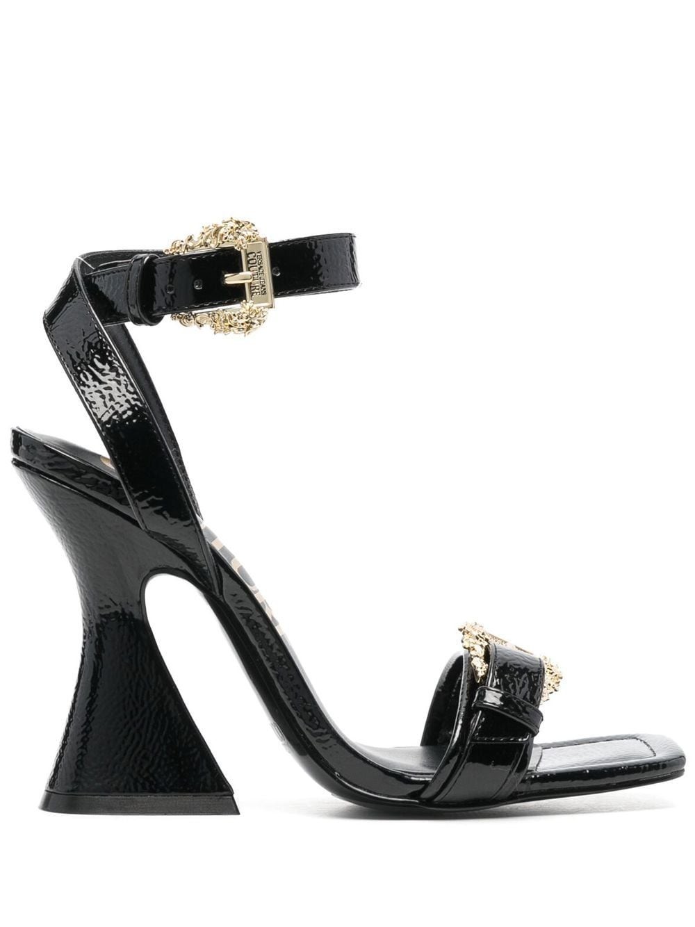 Sandales noires à boucle Versace Jeans Couture