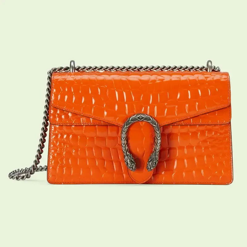 Petit sac porté épaule en crocodile orange Gucci Dionysus