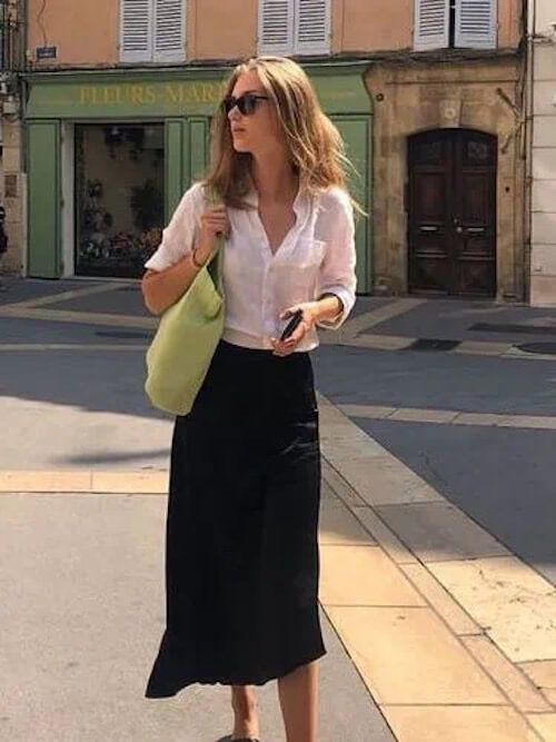 Black Skirt Outfit Button Down Shirt with Black Skirt