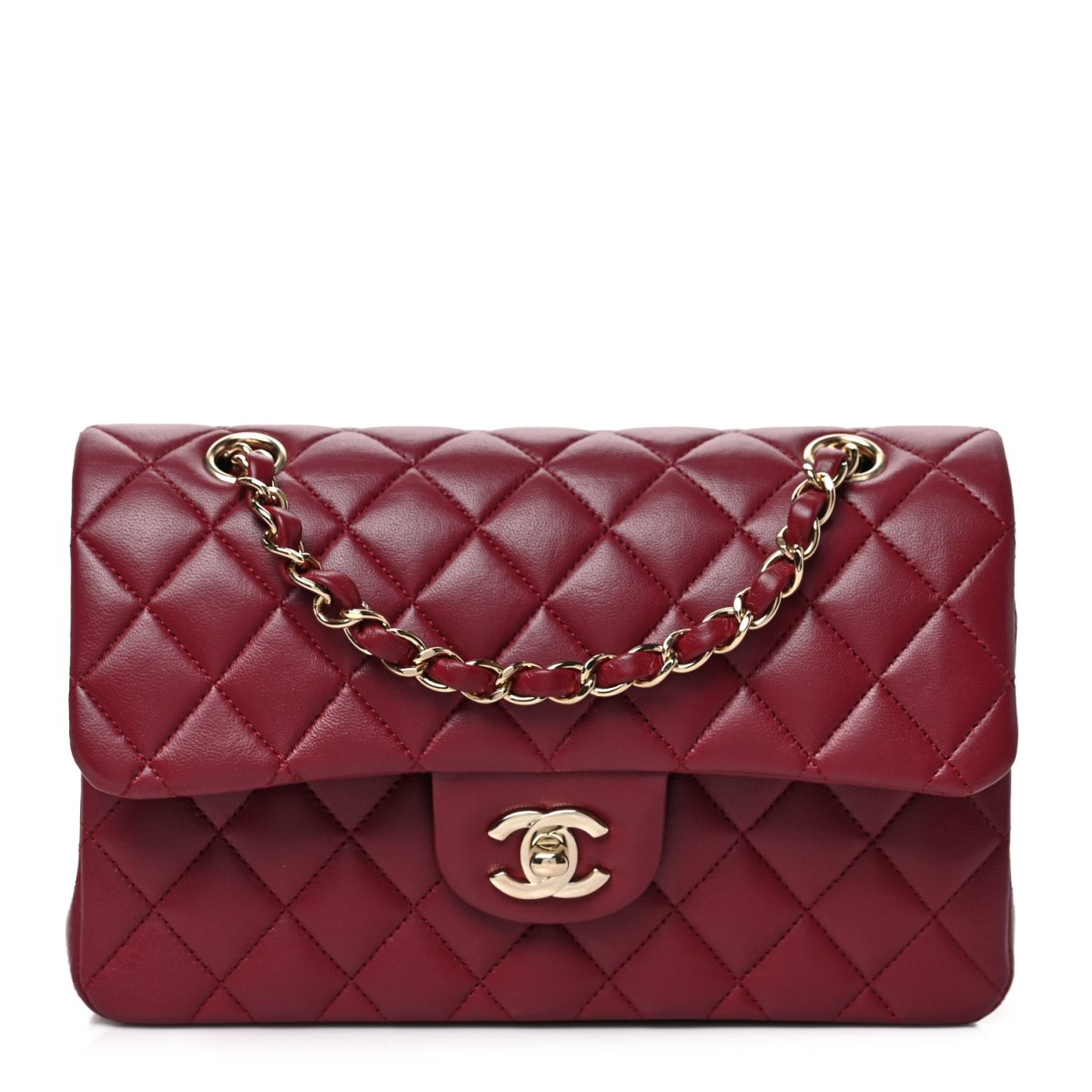 Burgundy Chanel Classic Flap Lambskin Quilted Medium Double Flap